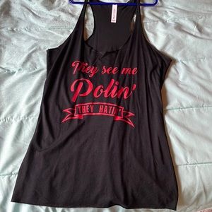 Twisted Polerina small pole dance dancer tank top black red
